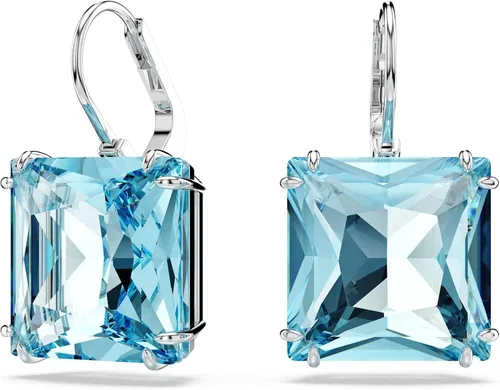 Miniatura 2 de Swarovski Pendientes Millenia, Cristal talla cuadrada, azul, Baño de Rodio