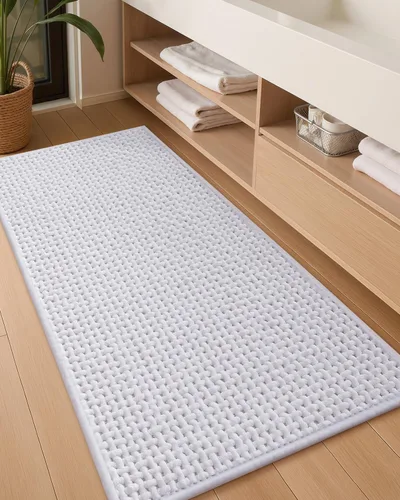 Miniatura 10 de Color&Geometry Alfombras de baño con parte trasera de goma, antideslizante, lavable a máquina, alfombra bohemia de felpilla suave y absorbente