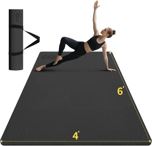 Miniatura 9 de Esterilla grande de yoga de 8 mm (6' x 4') - Extra larga y ancha de 72 x 48 x 0.32 pulgadas, esterilla de fitness POE antideslizante, ecológica