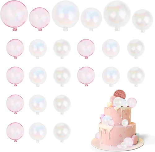 24 piezas de decoraciones de burbujas coloridas para decoración de tartas, globos de burbujas, bolas de burbujas para cupcakes, decoración de