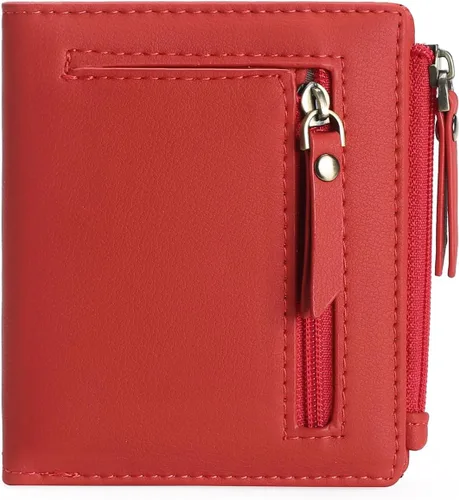 Miniatura 12 de GOIACII - Carteras delgadas para mujer con bloqueo RFID, tarjetero con 2 bolsillos con cremallera, monedero fino para mujer, negro (A01 Black)