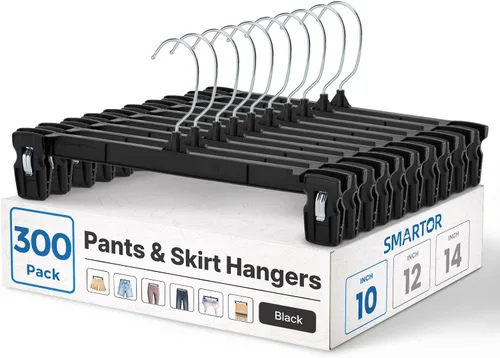 Miniatura 17 de Smartor - Perchas resistentes que ahorran espacio, paquete de 180, perchas delgadas de plástico para pantalones y shorts, estriadas antideslizantes