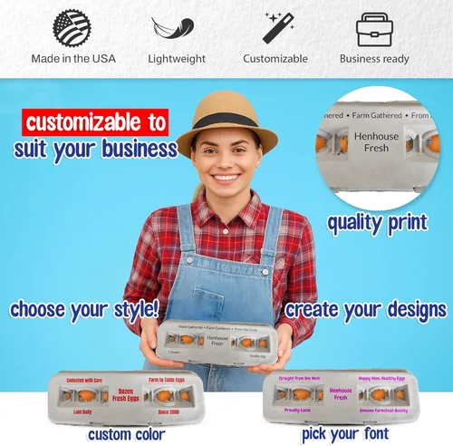 Miniatura 3 de MT Products Cartones de huevos impresos personalizados 1 docena - Contenedor de huevo personalizado de pulpa natural - Hecho en EE. UU
