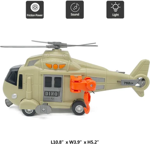 Miniatura 2 de VIIGER Juego grande de helicóptero de rescate de dinosaurios con pterosaurio, juguete de transporte de animales de dinosaurio, avión de juguete