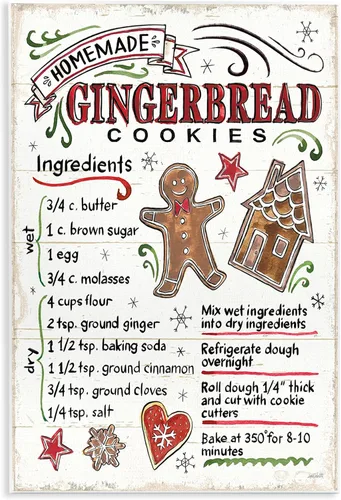 Miniatura 10 de Stupell Industries Instrucciones de cocina caseras de galletas de jengibre para las fiestas, diseñadas por Anne Tavoletti, lienzo para pared, 24 x