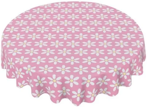 Mantel redondo con diseño de flores, lavable, resistente a las arrugas, para el hogar, cocina, comedor, picnic, campamento, fiesta, vacaciones, 60