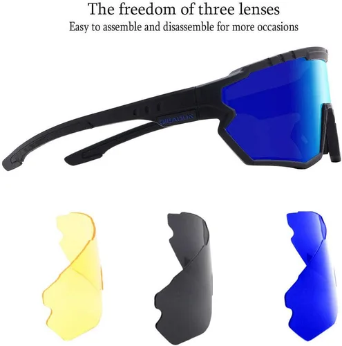 Miniatura 4 de Sports Sunglasses Cycling Glasses Pink Polarized Glasses Baseball glasses with 3 lenses,Fishing,Ski Running Golf Azul Negro