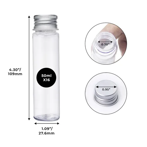 Miniatura 2 de Berenti Tubos de ensayo de plástico 2 en 1 (16 y 30 piezas) con tapas (1.7 fl oz)