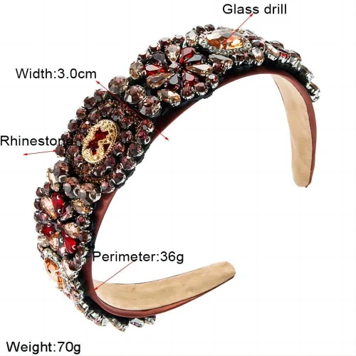 Miniatura 7 de Diadema de moda para mujer, hermosa diadema retro con diamantes de imitación de cristal, accesorios para mujeres y niñas (diadema 3)