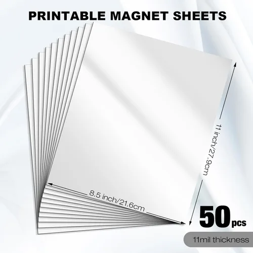 Miniatura 2 de Xuhal 50 hojas magnéticas brillantes imprimibles de 8.5 x 11 pulgadas, papel de impresora magnético no adhesivo, 11 mil de grosor, impermeable