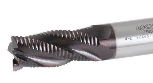 Miniatura 7 de Accusize Industrial Tools Fresa de Extremo de Desbaste M42 8% Cobalto TiAlN Diente Estándar, 3/4'' por 3/4'' por 1-5/8'' Longitud Flt, 1102-0034