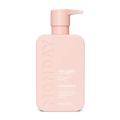 MONDAY HAIRCARE VOLUME Champú con colágeno hidrolizado y aceite de macadamia para cabello fino, fino y plano, 12.0 fl oz