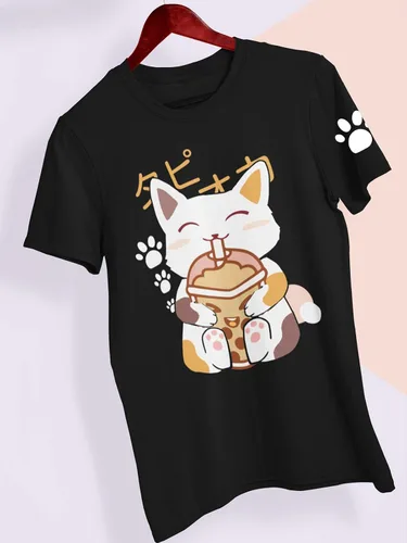 Miniatura 3 de Camiseta Kawaii de anime con diseño de gato de burbujas