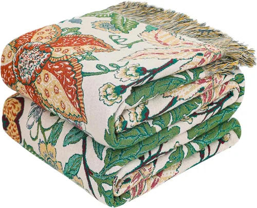 Miniatura 29 de Manta Decorativa Bohemia - Mantas Decorativas de Algodón 100% Suave y Transpirable, 50"x60" Colcha de Algodón Muselina Ligera de 4 Capas, Estampado