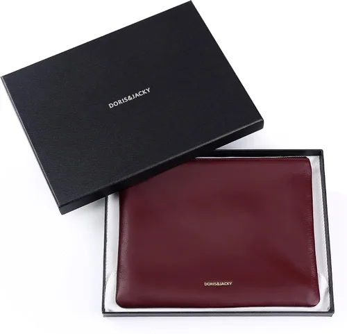 Miniatura 5 de DORIS&JACKY Bolso de mano de piel de cordero para mujer, cartera grande y suave de diseñador con correa..