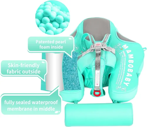 Miniatura 2 de Mambobaby Flotador con cola y toldo no inflable para bebé, flotador Mambo Flotador inteligente de natación para bebé, flotador de piscina para niños