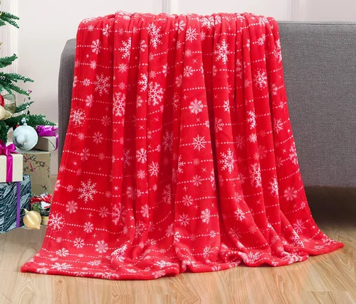 Miniatura 42 de Elegant Comfort Velvet Touch Ultra Lujosa Manta/Frazada de Vellón con Estampado Navideño de Vacaciones - 50 x 60 pulgadas, (Flor de Pascua), 50 x 60