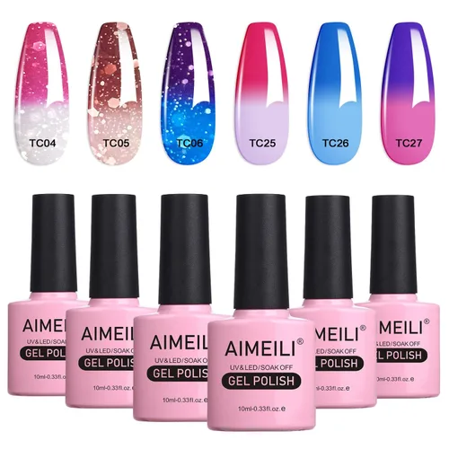 Miniatura 14 de AIMEILI Juego de esmaltes de uñas de gel para el día de San Valentín, esmalte de uñas de gel rosa nude, juego de 6 piezas x 0.3 fl oz - Juego de 31