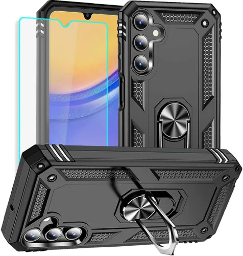 Miniatura 18 de Yiakeng Funda para teléfono Galaxy A12, Samsung A12 con protector de pantalla HD, fundas protectoras de grado militar con anillo para Samsung Galaxy
