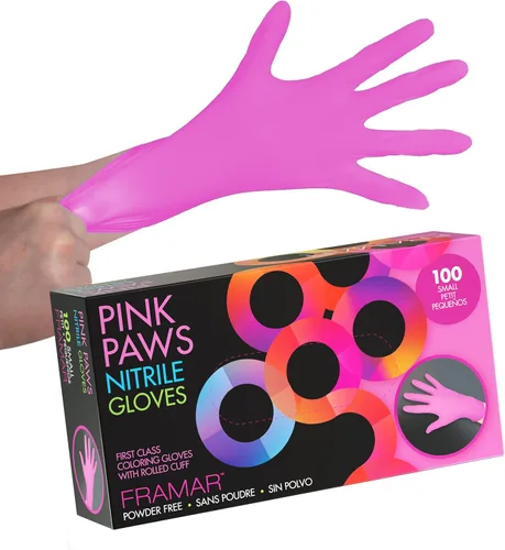Miniatura 12 de FRAMAR Guantes desechables sin látex rosados, guantes de nitrilo rosa, talla M, guantes sin látex, talla M, guantes de nitrilo, para teñir