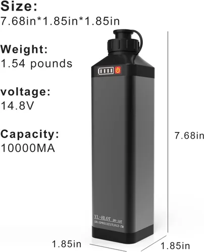 Miniatura 4 de Batería de carrete eléctrico Super Mini 14.8V 10000 mAh. Funda de aleación de aluminio a prueba de óxido. Compatible con carretes de pesca eléctrica