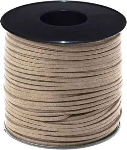 Cordón plano de gamuza sintética de 0.118 pulgadas, cordón de piel sintética de color natural, para abalorios, collares, pulseras, fabricación de