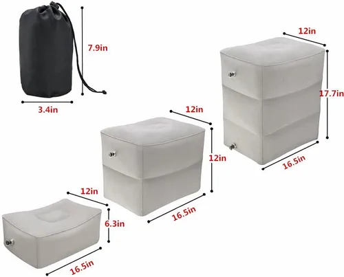 Miniatura 2 de Almohada inflable de viaje para pies y piernas con altura ajustable para avión, automóvil, autobús, tren, oficina, campamento y niños para dormir