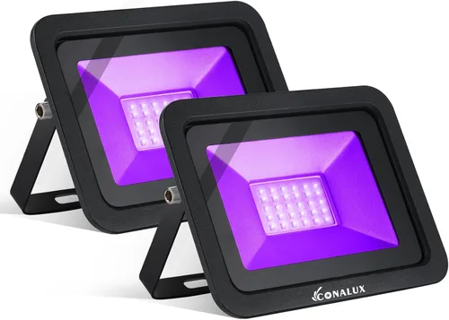 Paquete de 2 luces LED negras de 395 nm y 30 W con enchufe e interruptor, cable de alimentación de 4.9 pies, luz negra impermeable IP66 se utiliza
