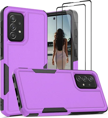Miniatura 11 de Jeylly Funda para Samsung Galaxy A52 5G, Galaxy A52 Funda para teléfono con protector de pantalla híbrida de silicona antiarañazos, funda de defensa