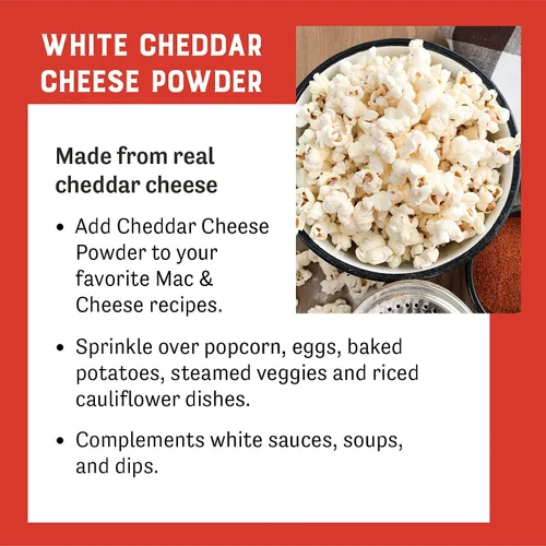 Miniatura 5 de Judee's - Polvo de queso cheddar blanco, versátil polvo de queso para salsas y productos horneados, condimento para palomitas de maíz cheddar