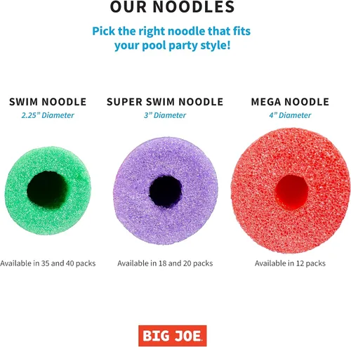 Miniatura 3 de Big Joe Paquete de 18 Fideos de Natación Fideos de Piscina, Rojo, Azul, Verde, Morado, Amarillo, Espuma, 4.5 pies, 55"L x 3.25"W x 3.25"H cada uno