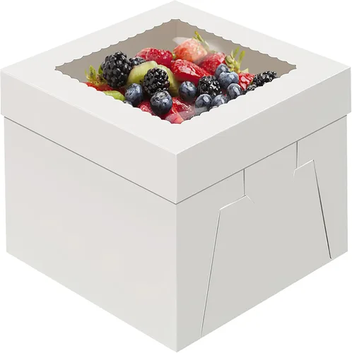 Miniatura 12 de WINKIO Paquete de 4 cajas para pasteles, contenedor desechable de transporte de pasteles, cajas blancas para panadería con ventana grande