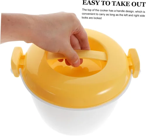 Miniatura 6 de Hemoton Mini microondas microondas arrocera olla olla de alimentos recipiente de vapor cocina con tapa portátil microondas utensilios de cocina