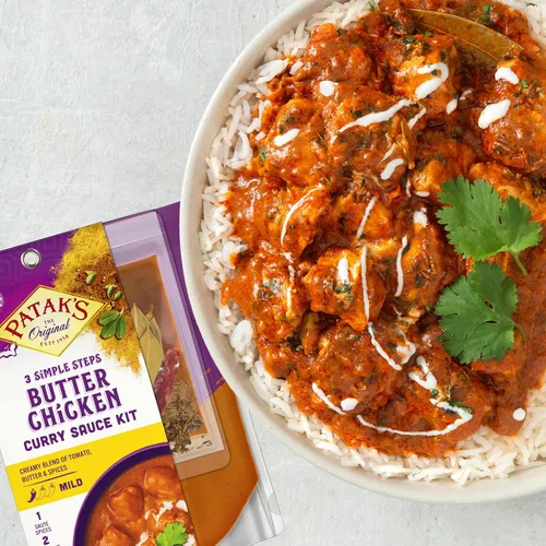Miniatura 5 de Patak's Mantequilla de pollo con curry Kit de 3 pasos, ingredientes premedidos, especias enteras fragantes, pasta de especias de curry de pollo
