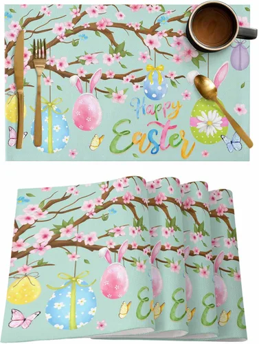 Miniatura 84 de Juego de 4 manteles individuales Boho de otoño, calabazas de acuarela para Acción de Gracias, resistentes al calor, lavables, para mesa, manteles