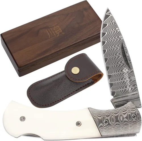 Miniatura 11 de YOUSUNLONG Navaja de bolsillo plegable Hoja de acero Damasco total 6.890 in