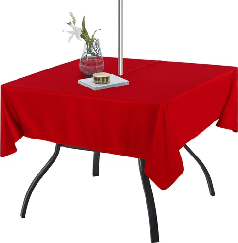 Miniatura 22 de Fitable Cubierta de Mesa Ovalada Oblonga para Exteriores e Interiores - Mantel Lavable Impermeable Sin Arrugas con Cremallera y Orificio para Beige