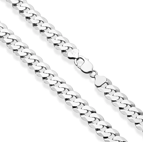 Miniatura 2 de Miabella Solid 925 Sterling Silver Italian 12mm 12 Inch Solid Diamond-Cut Cuban Link Curb Chain Necklace For Men Made in Italy