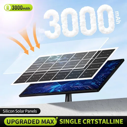 Miniatura 2 de 1 reflector solar de 3000 lm para exteriores con panel solar mejorado, 4 luces con sensor de movimiento de cabeza, luz de inundación con cable