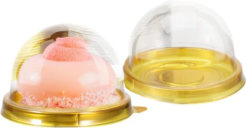 NUOBESTY Caja de embalaje crujiente de yema de huevo redonda, contenedor de plástico transparente para pasteles pequeños y 2.75 x 2.75 x 1.77