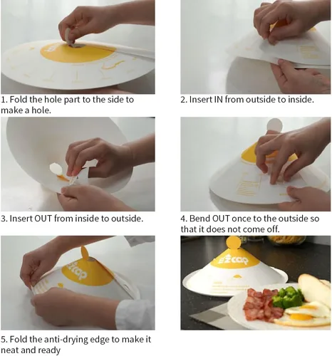 Miniatura 6 de Easy Cap - Tapas de papel desechables para sartenes, protector de salpicaduras de aceite, cubierta antigrasa, ajuste universal para prueba
