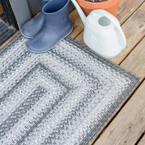 Miniatura 17 de Alfombra ovalada trenzada gris humo de 20 x 30 pulgadas, lavable para interiores y exteriores, decoración campestre para cocinas y entradas