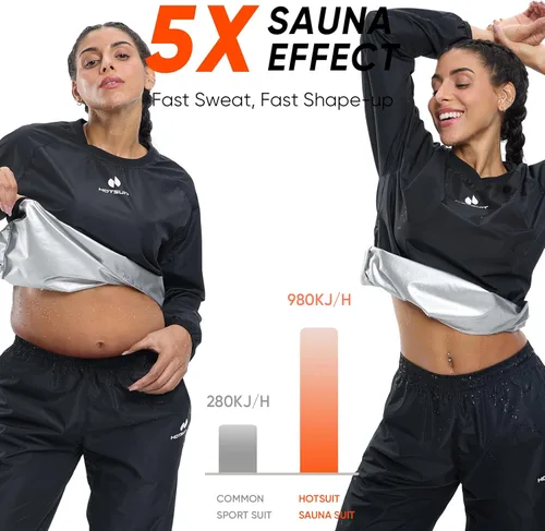 Miniatura 3 de HOTSUIT Traje de sauna para mujer, duradero, gimnasio, entrenamiento, sauna, chaqueta, pantalones, trajes de sudor
