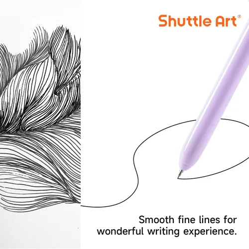 Miniatura 3 de Shuttle Art Bolígrafos retráctiles de tinta de gel pastel, paquete de 11 bolígrafos de tinta negra, bonitos bolígrafos de 0.020 in de punta fina 11