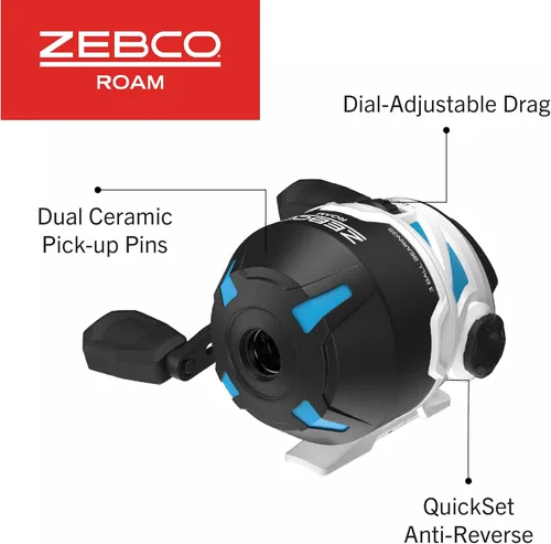 Miniatura 5 de Zebco Roam Spincast Carrete y Combo de caña de pescar, caña de pescar de fibra de vidrio de 2 piezas de 6 pies con mango ComfortGrip, carrete