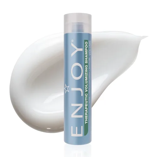 Enjoy Champú terapéutico voluminizador, limpiador estimulante y espesante del cuero cabelludo para cabello fino o adelgazante, menta, árbol de té y
