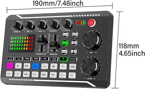 Miniatura 6 de Tablero de sonidos, tablero de efectos de sonido, placa mezcladora de sonido, tarjeta de sonido compatible con Bluetooth con múltiples efectos