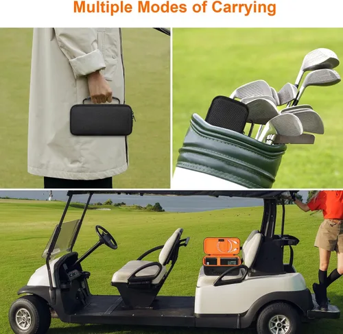 Miniatura 3 de Canboc Estuche rígido de transporte para altavoz GPS Bushnell Wingman View Golf, bolsillo de malla para cables de carga y accesorios, negro+naranja