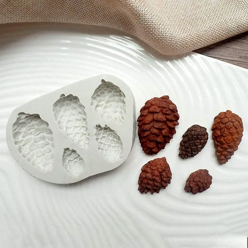 Miniatura 5 de Cestony Moldes de silicona de hoja de acebo y piña de Navidad para pastel de bricolaje, fondant, galletas, pudín de azúcar, chocolate, dulces duros