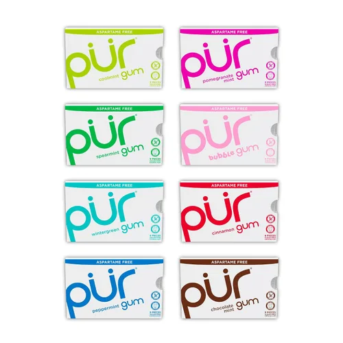 Miniatura 11 de PUR Gum Chicle sin aspartamo 100% xilitol Chicle con sabor natural a menta piperita, 9 piezas (paquete de 12)